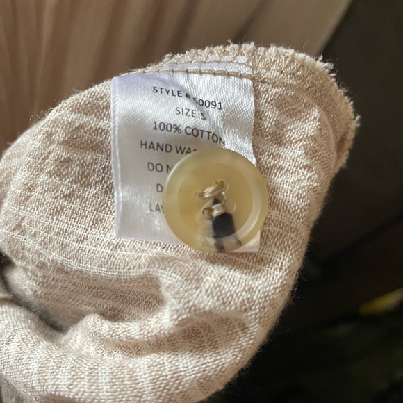 Beige Cotton Button Down Dress - Picture 4 of 4